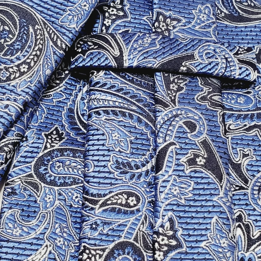 Ermenegildo Zegna Blue Paisley Pattern Men's Italian Silk Neck Tie Jacquard - Picture 3 of 5